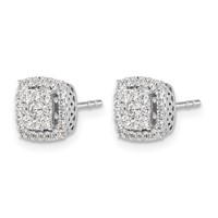 14K White Gold 0.50 Carat Lab Grown Diamond VS SI+ G+ Double Halo Post Earrings view 2
