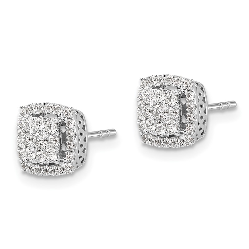 14k White Gold 1/2 carat Lab Grown Diamond VS/SI+ G+ Double Halo Post Earrings