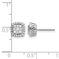 14K White Gold 0.50 Carat Lab Grown Diamond VS SI+ G+ Double Halo Post Earrings view 4