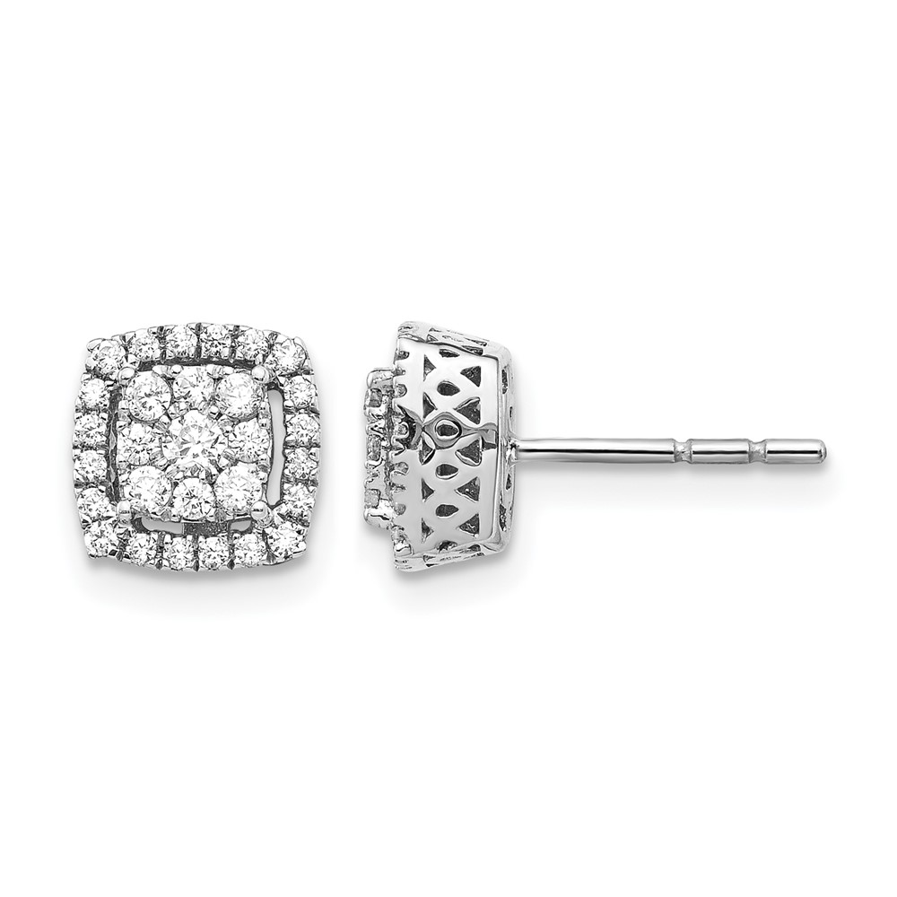 14K White Gold 0.50 Carat Lab Grown Diamond VS SI+ G+ Double Halo Post Earrings