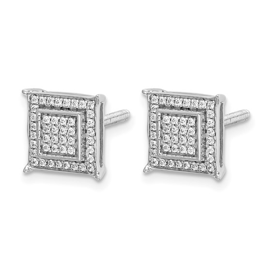 Diamond Small Double Square Bezel Post Earrings