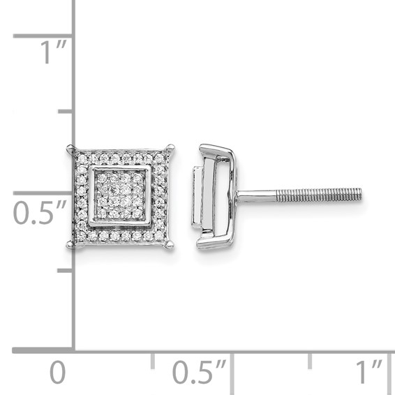 Diamond Small Double Square Bezel Post Earrings