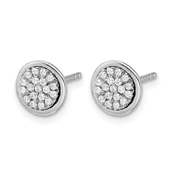 14k White Gold 1/5 carat Diamond Cluster Post Earrings