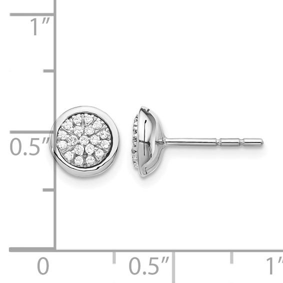 14k White Gold 1/5 carat Diamond Cluster Post Earrings