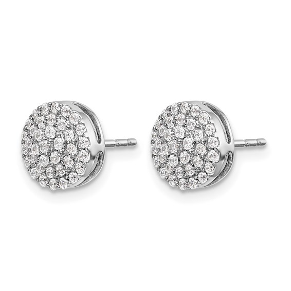 14k White Gold 1/2 carat Diamond Round Cluster Post Earrings