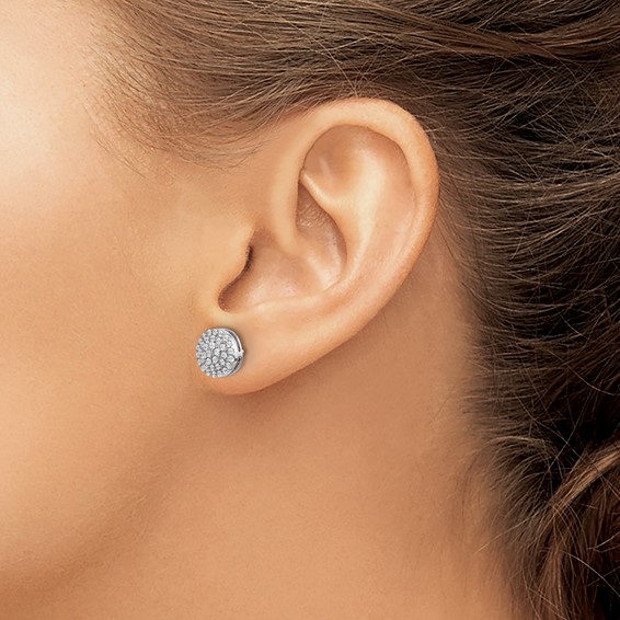 14k White Gold 1/2 carat Diamond Round Cluster Post Earrings