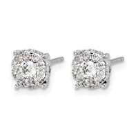 14K White Gold 1 Carat Lab Grown Diamond VS SI+ G+ Halo Post Earrings view 2