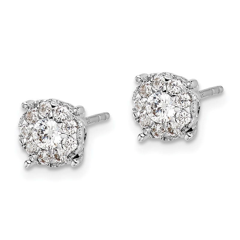 14k White Gold 1 carat Lab Grown Diamond VS/SI+ G+ Halo Post Earrings
