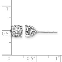 14K White Gold 1 Carat Lab Grown Diamond VS SI+ G+ Halo Post Earrings view 4
