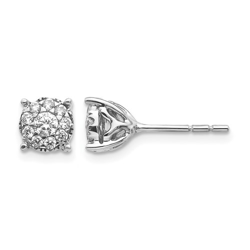 14K White Gold 1 Carat Lab Grown Diamond VS SI+ G+ Halo Post Earrings