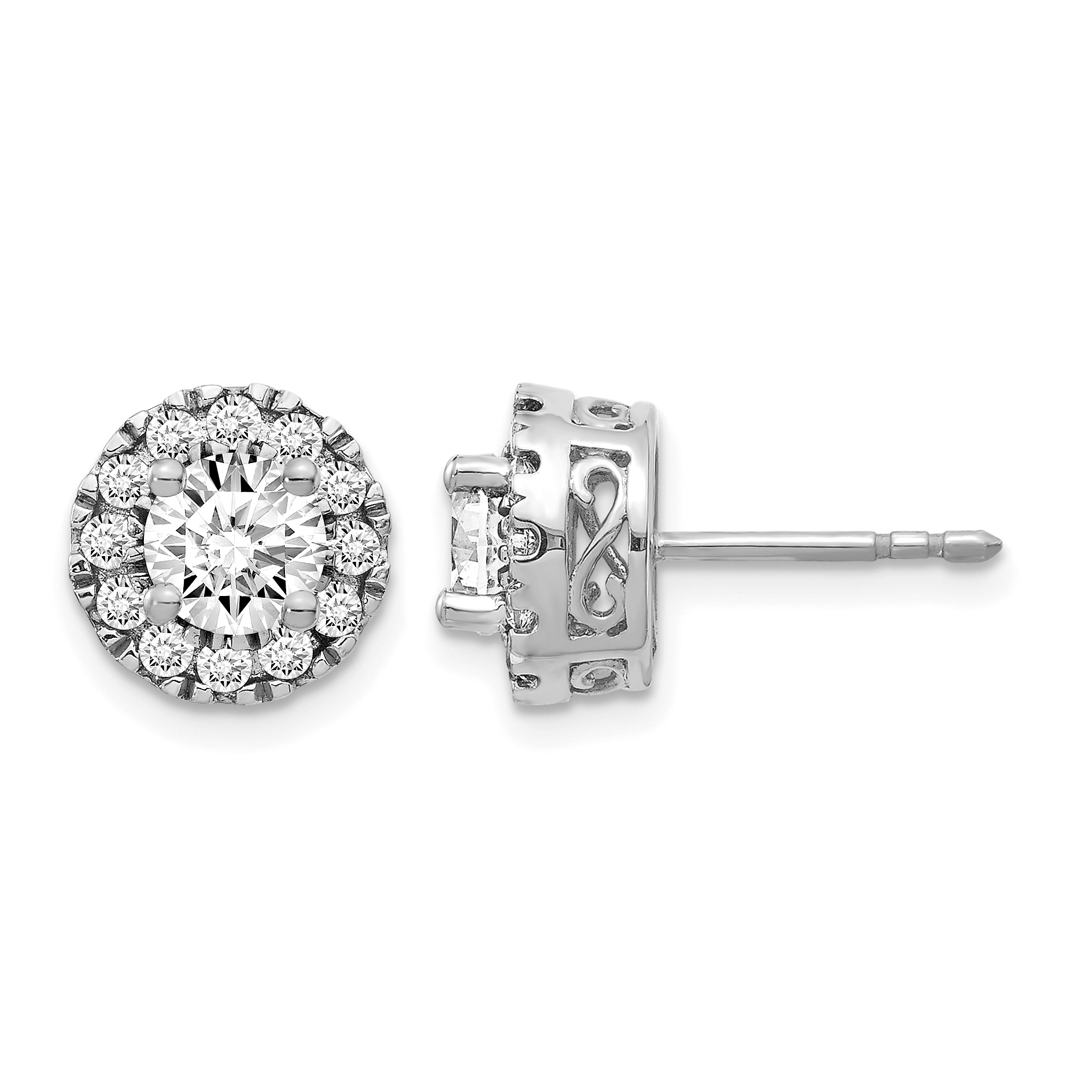 14k White Gold Diamond Semi-mount Stud Earrings (EM5482-050-WA)