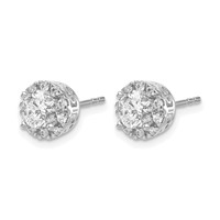 14K White Gold 1 Carat Lab Grown Diamond VS SI+ G+ Complete Halo Post Earrings view 2