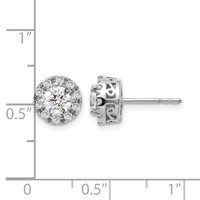 14K White Gold 1 Carat Lab Grown Diamond VS SI+ G+ Complete Halo Post Earrings view 4