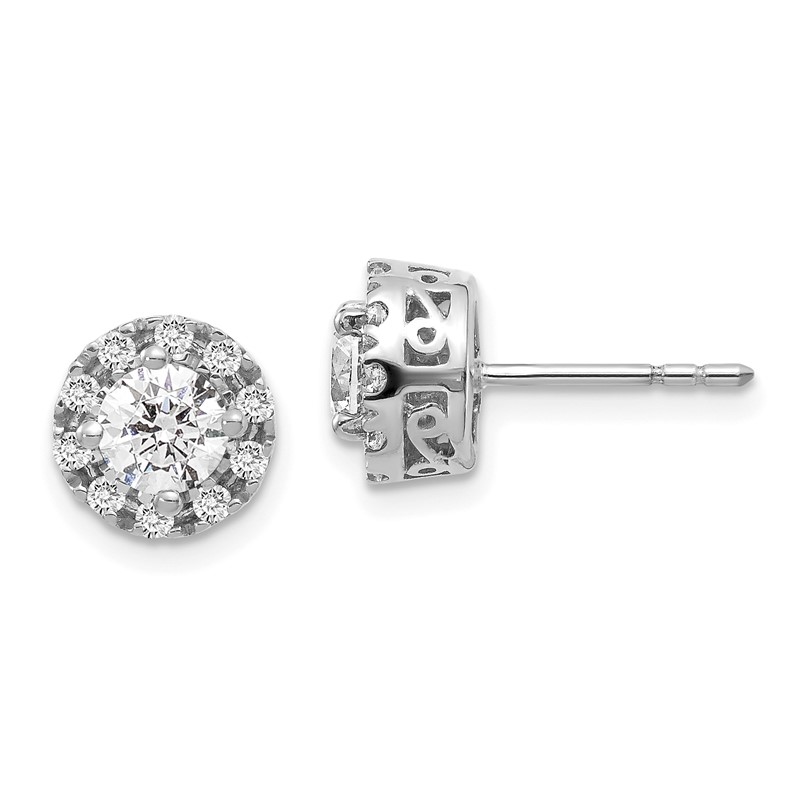 14k White Gold 1 carat Lab Grown Diamond VS/SI+ G+ Complete Halo Post Earrings