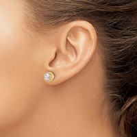14K Yellow Gold 1 Carat Lab Grown Diamond VS SI+ G+ Halo Post Earrings view 3