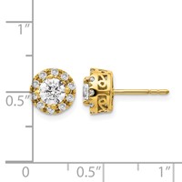 14K Yellow Gold 1 Carat Lab Grown Diamond VS SI+ G+ Halo Post Earrings view 4