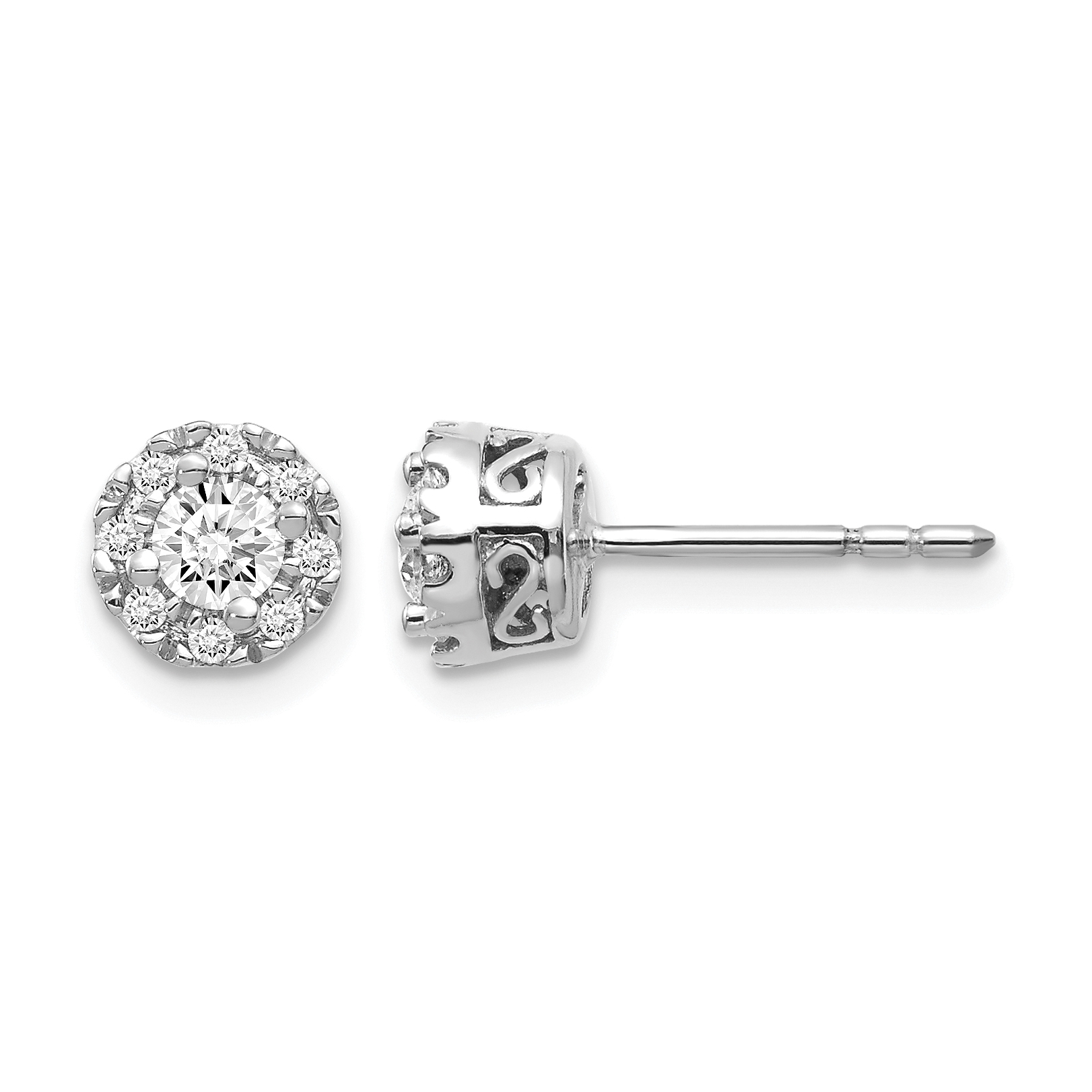 14k White Gold Diamond Semi-mount Stud Earrings (EM5485-010-WA)
