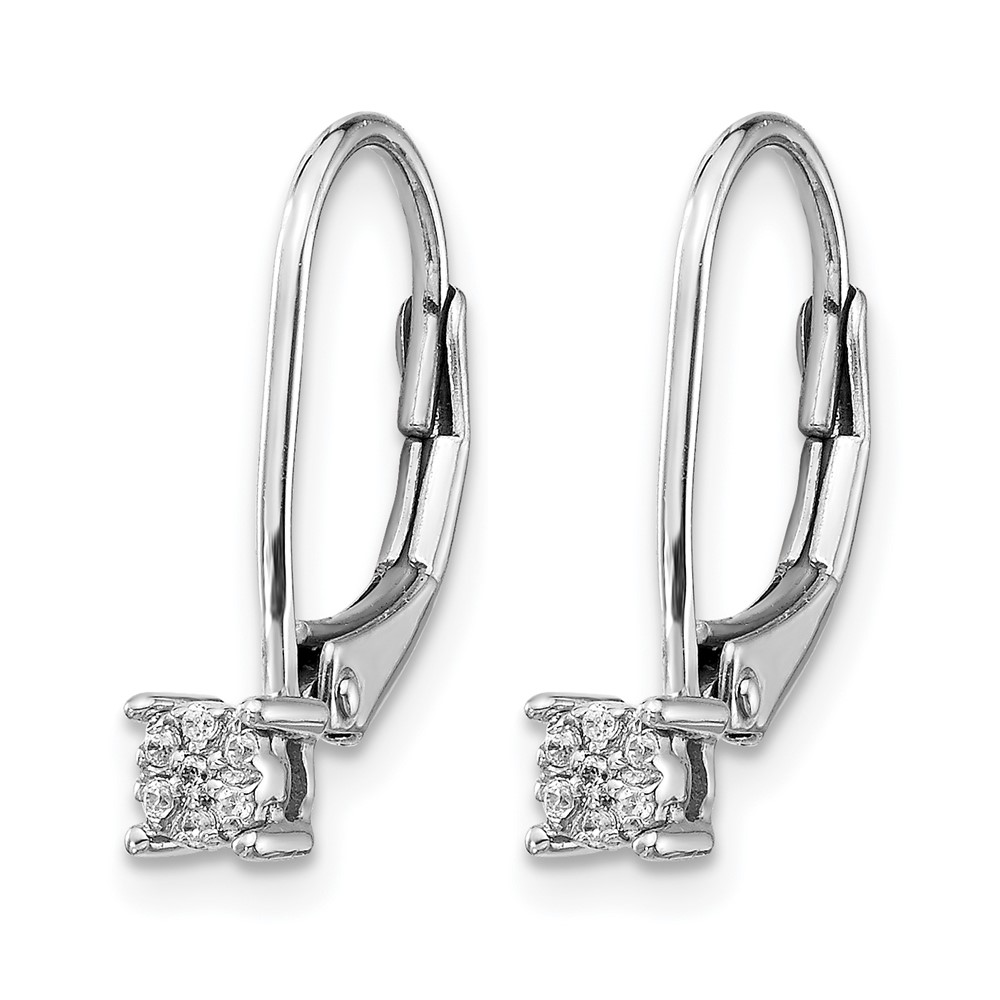 14k White Gold Diamond Cluster Leverback Earrings (EM5489-005-WA)