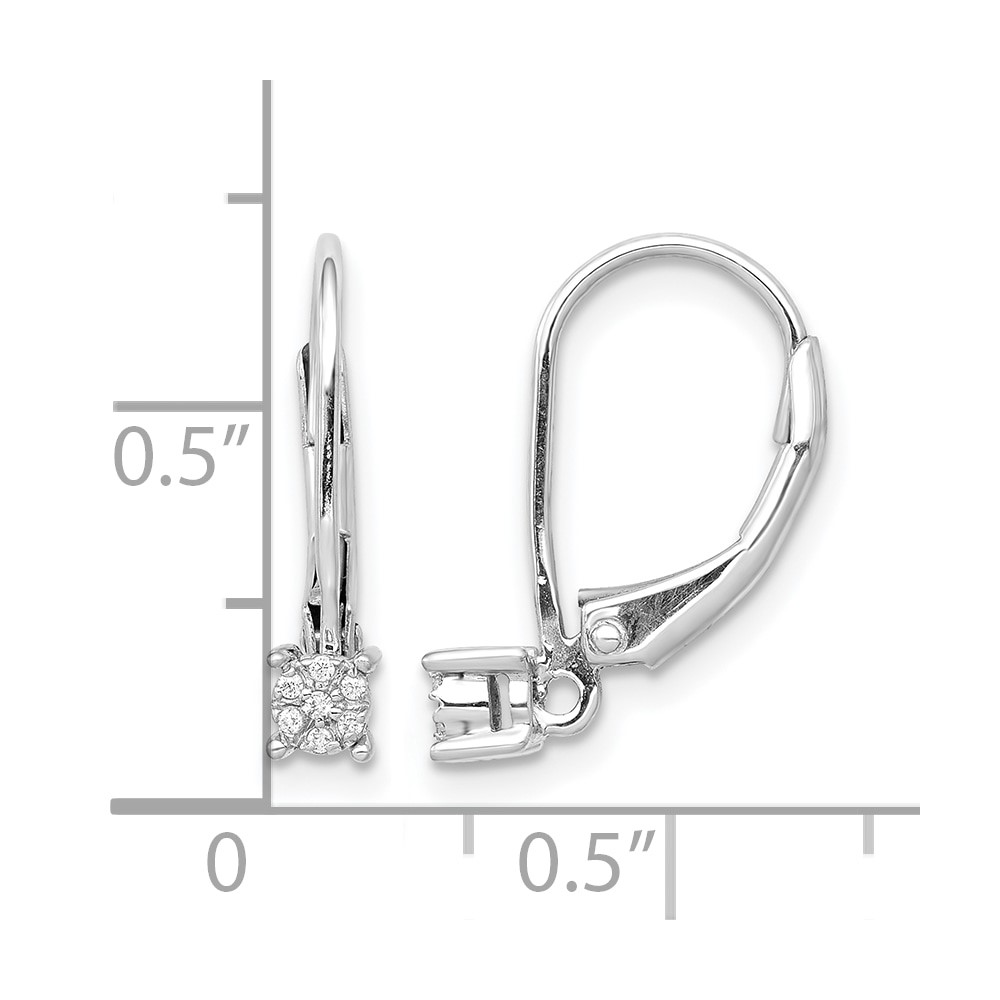 14k White Gold Diamond Cluster Leverback Earrings (EM5489-005-WA)