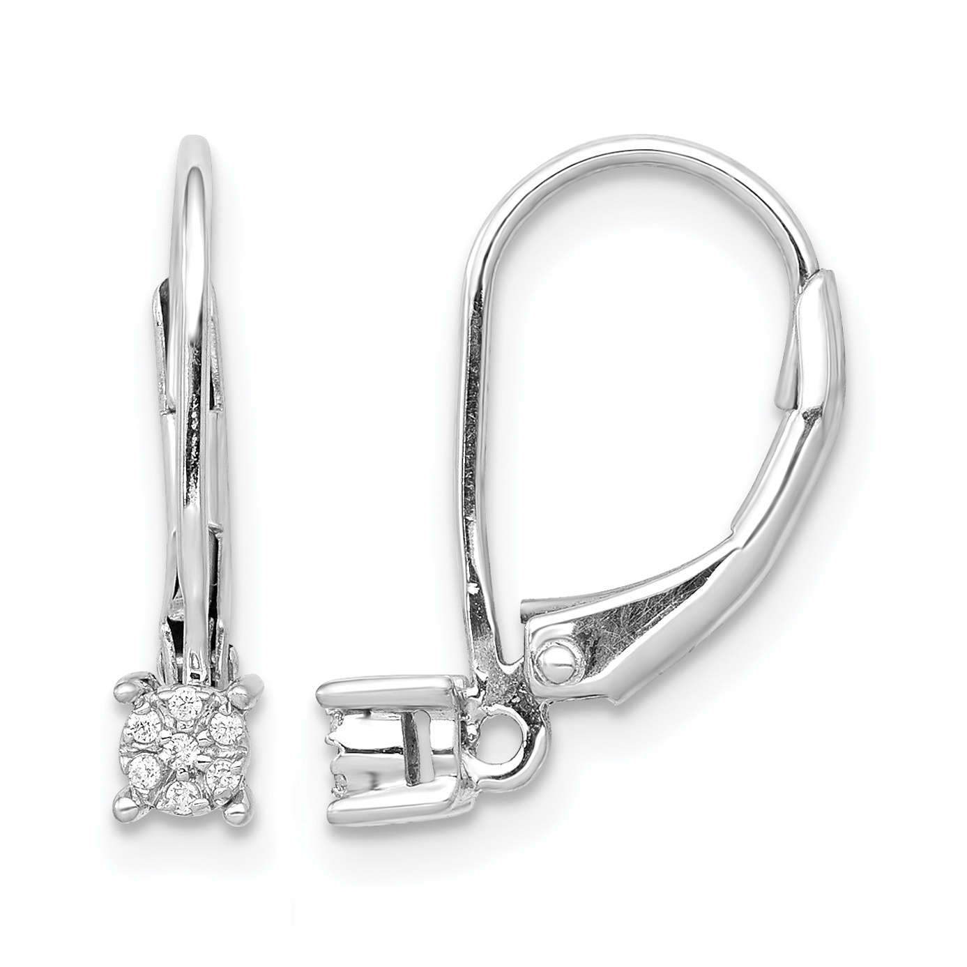14k White Gold Diamond Cluster Leverback Earrings (EM5489-005-WA)