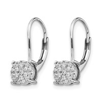 14K White Gold 0.17 Carat Lab Grown Diamond VS SI+ G+ Complete Cluster Drop Leverback Earrings view 2
