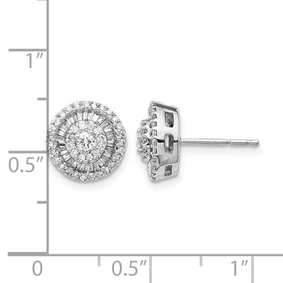 14k White Gold 1/2 carat Diamond Cluster Post Earrings