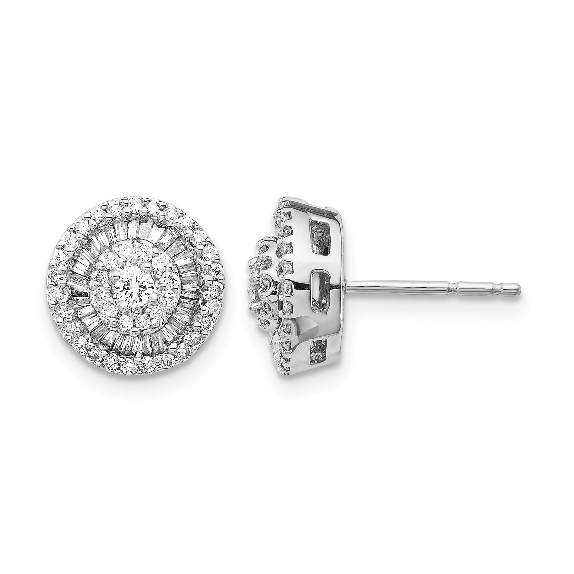 14k White Gold Diamond Cluster Post Earrings (EM5490-050-WA)