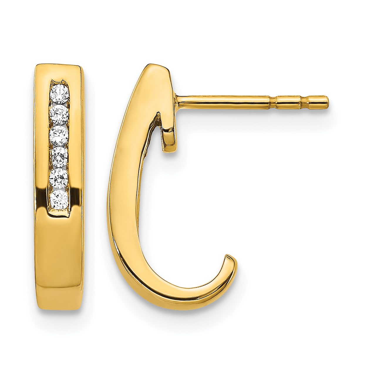 14k Diamond J-Hoop Post Earrings (EM5492-010-YA)