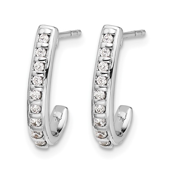 Diamond J-Hoop Post Earrings