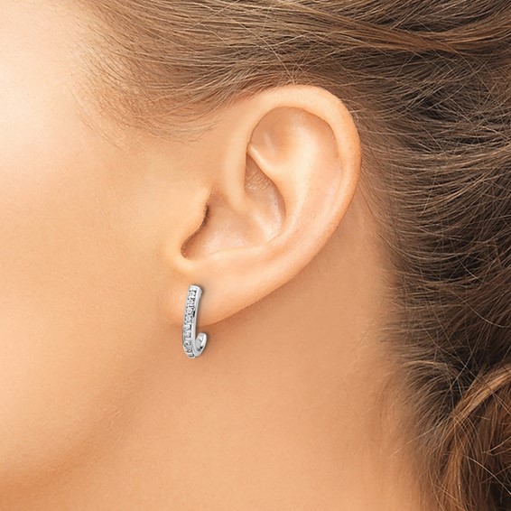 Diamond J-Hoop Post Earrings