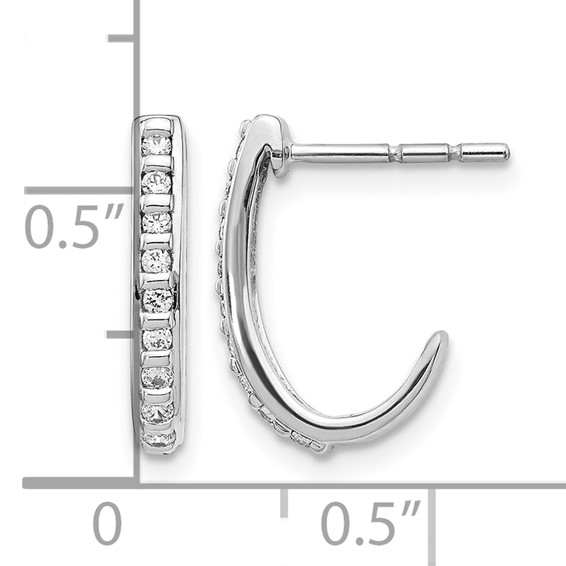 Diamond J-Hoop Post Earrings