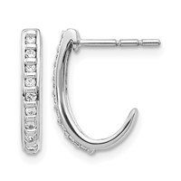 14K White Gold 0.20 Carat Lab Grown Diamond VS SI+ G+ Complete J-Hoop Post Earrings view 1