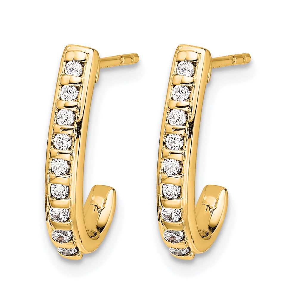 14k Diamond J-Hoop Post Earrings (EM5493-020-YA)