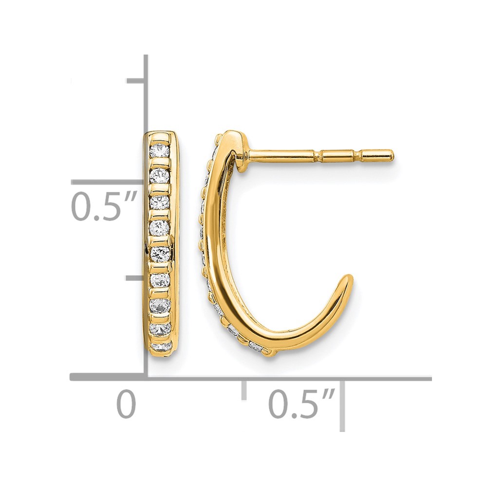 14k Diamond J-Hoop Post Earrings (EM5493-020-YA)