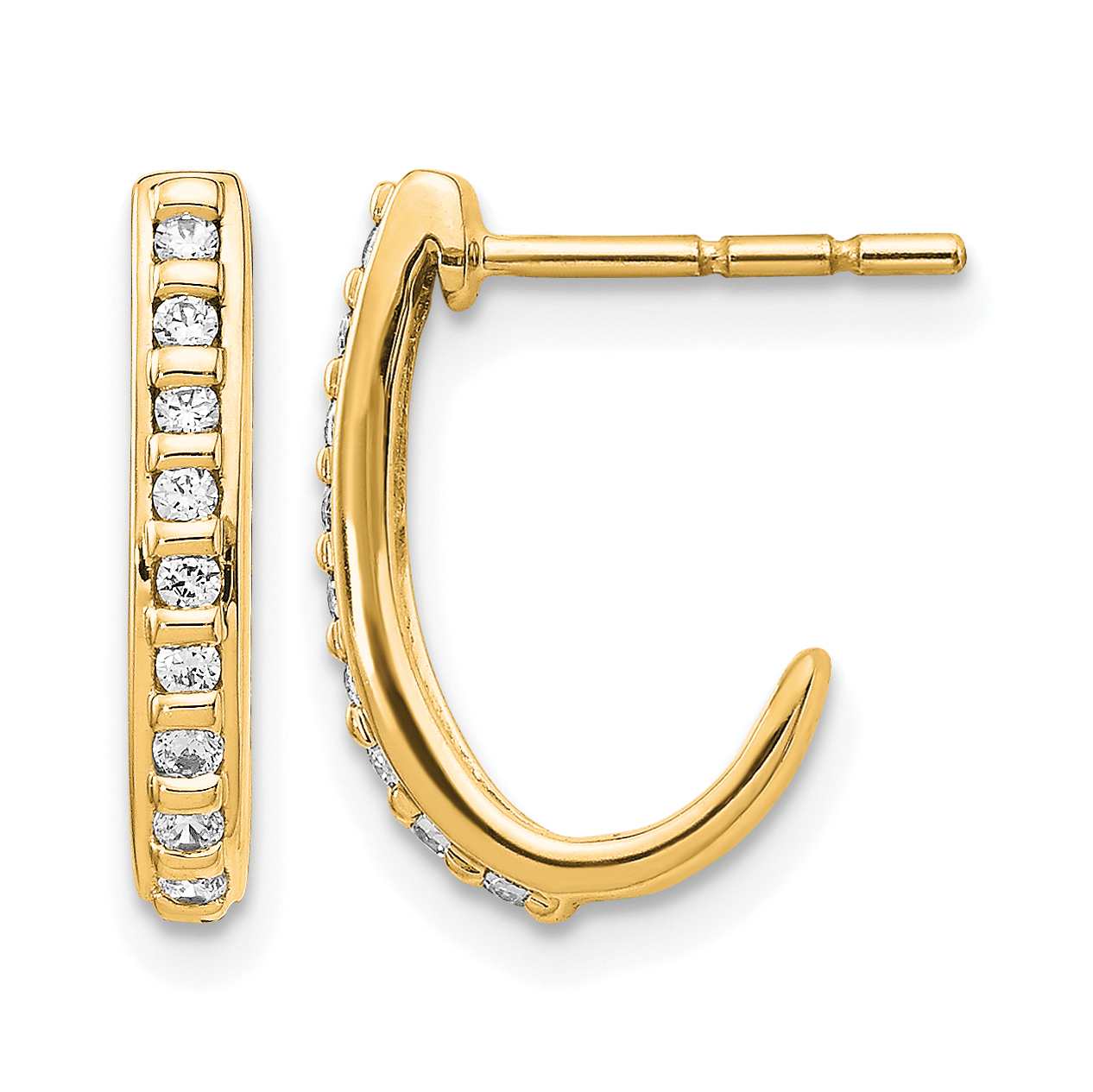 14k Diamond J-Hoop Post Earrings (EM5493-020-YA)