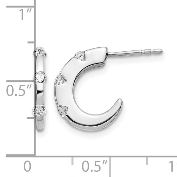 14k White Gold 1/3 carat Diamond J-Hoop Post Earrings