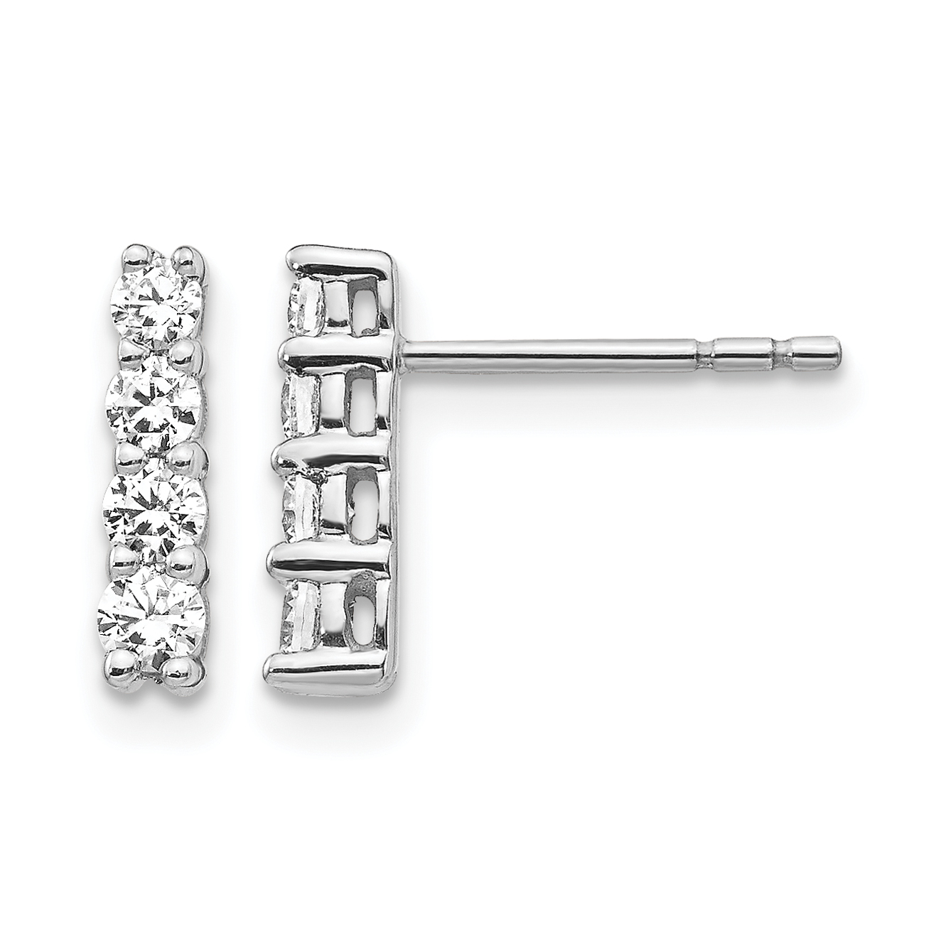 14k White Gold 4-stone Diamond Post Earrings (EM5496-050-WA)