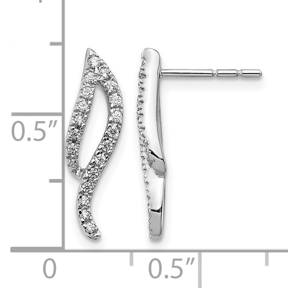 14k White Gold 1/4 carat Diamond Wave Post Earrings