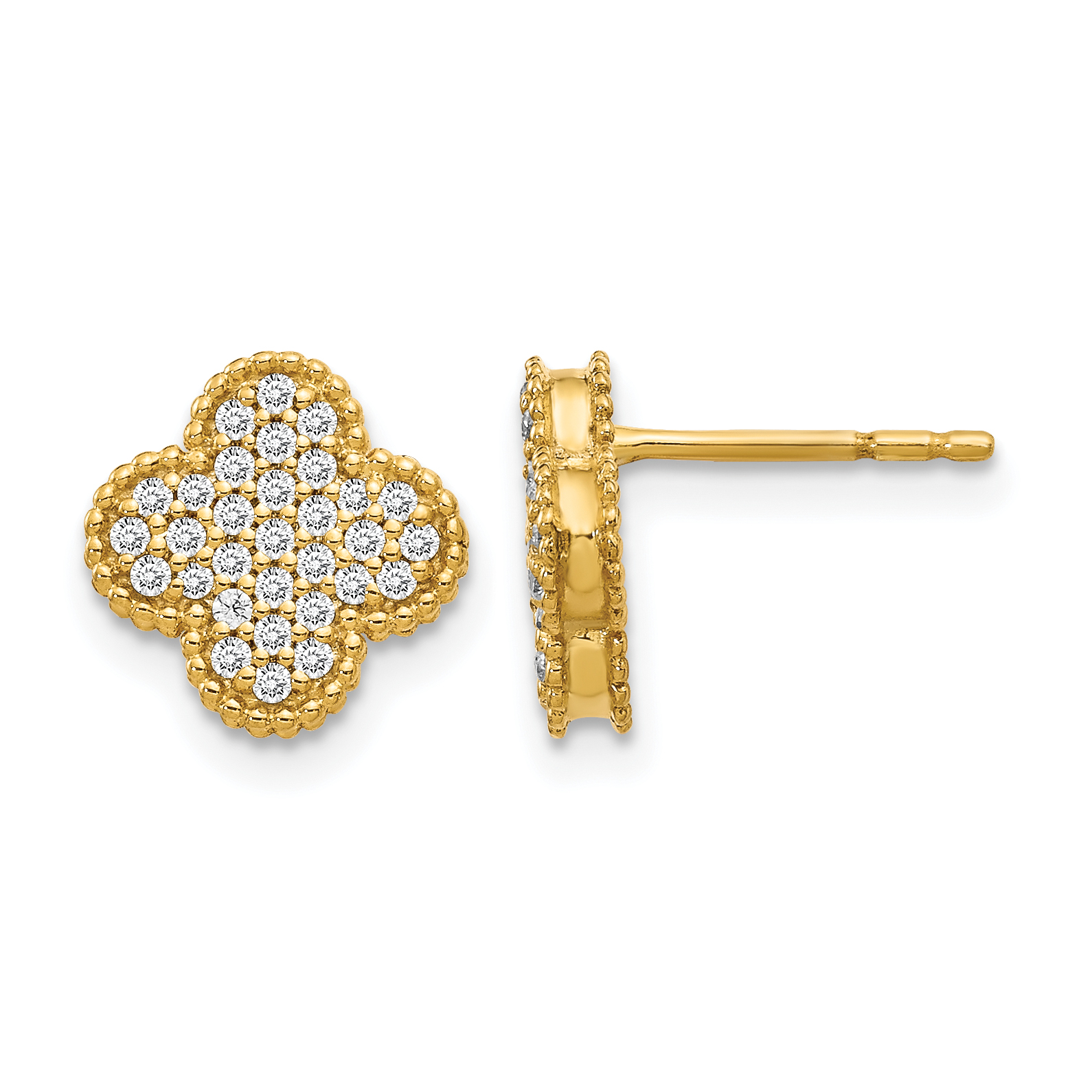 10k Diamond Quatrefoil Post Earrings (EM5500-033-1YA)