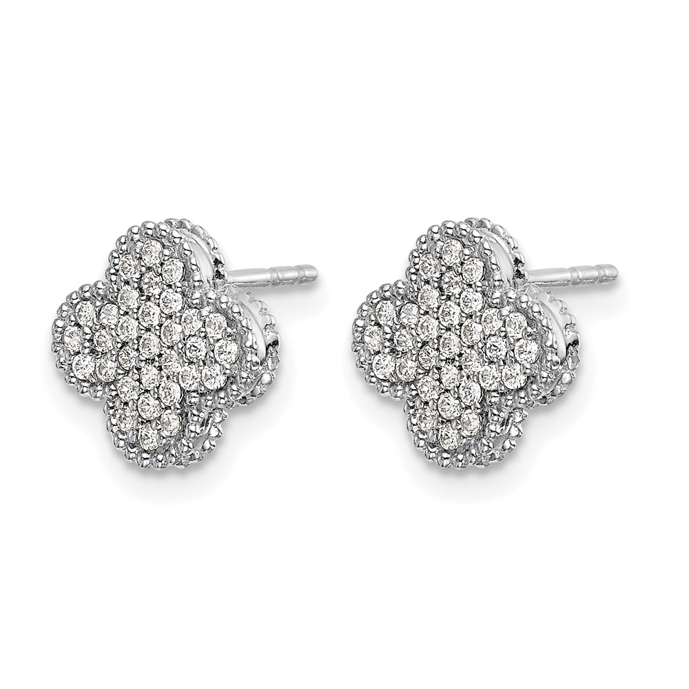 14k White Gold Diamond Quatrefoil Post Earrings (EM5500-033-WA)