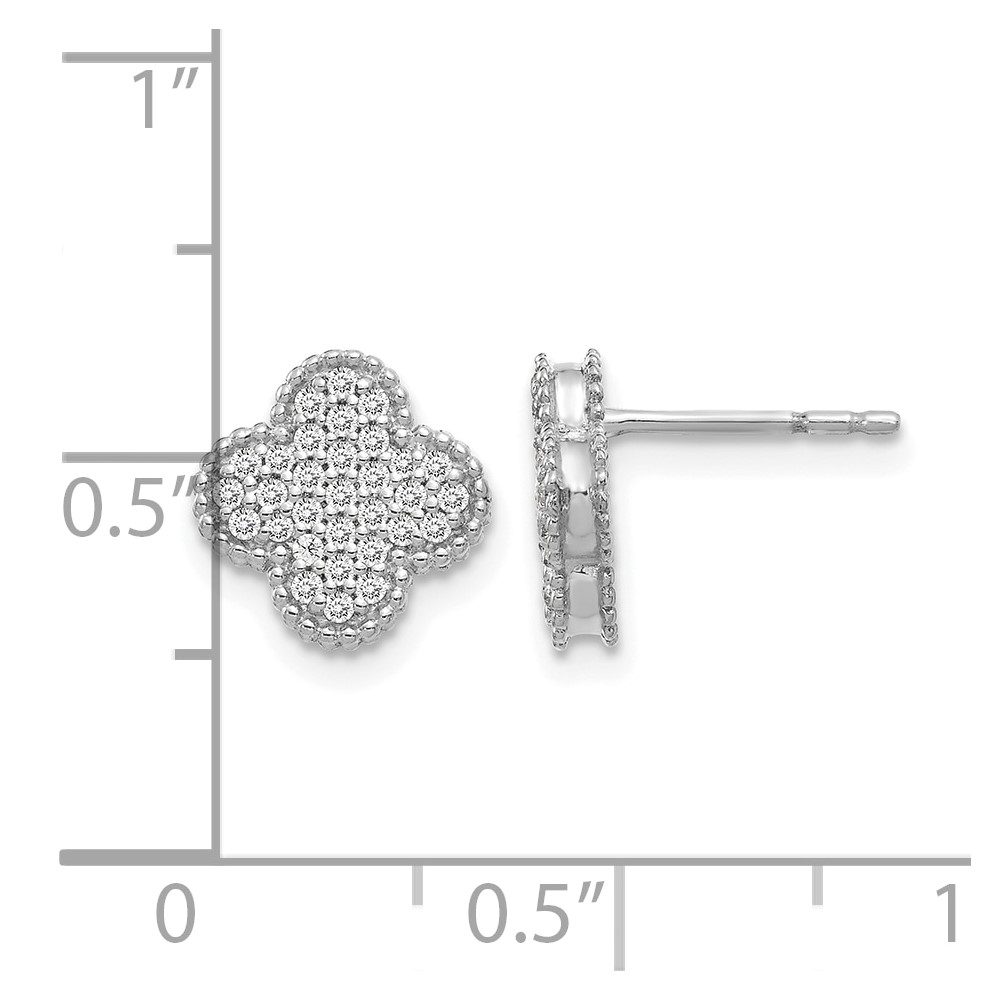 14k White Gold Diamond Quatrefoil Post Earrings (EM5500-033-WA)