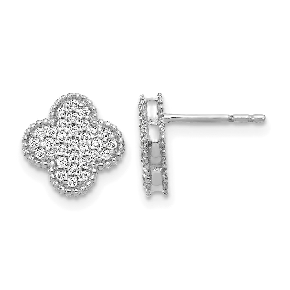 14k White Gold Diamond Quatrefoil Post Earrings (EM5500-033-WA)