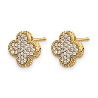 14K Yellow Gold 0.33 Carat Lab Grown Diamond VS SI+ G+ Complete Quatrefoil Post Earrings view 2