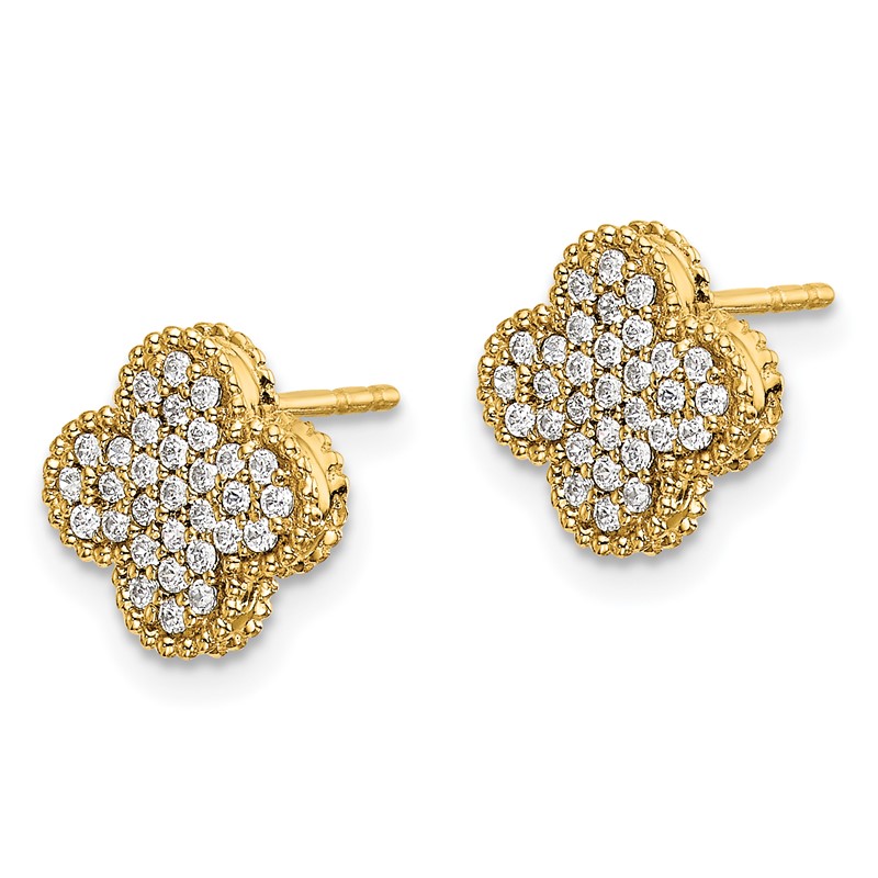 14k 1/3 carat Lab Grown Diamond VS/SI+ G+ Complete Quatrefoil Post Earrings