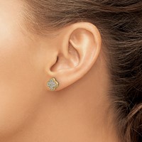 14K Yellow Gold 0.33 Carat Lab Grown Diamond VS SI+ G+ Complete Quatrefoil Post Earrings view 3