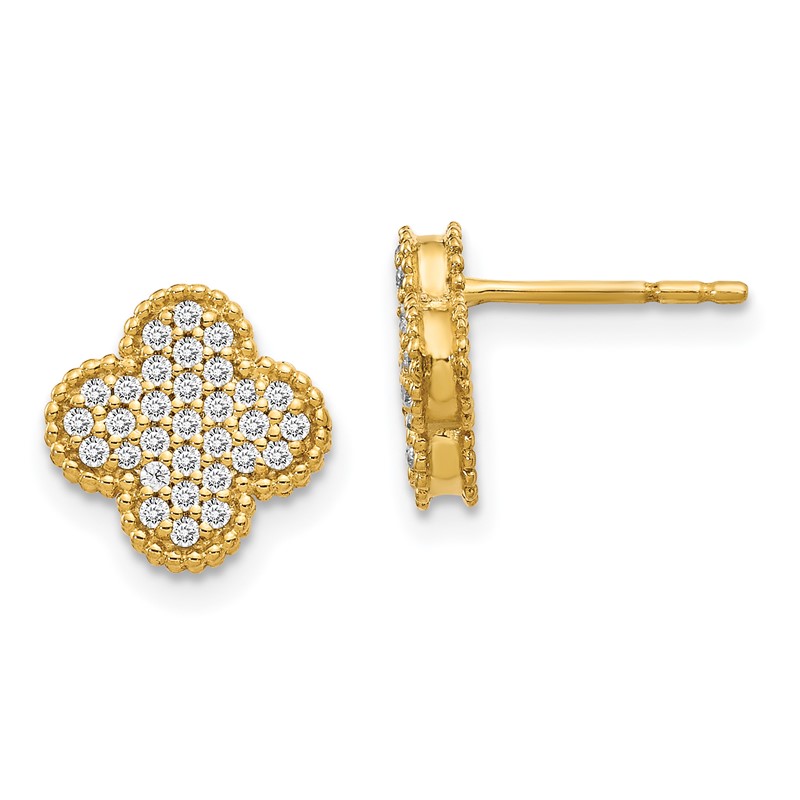 14k 1/3 carat Lab Grown Diamond VS/SI+ G+ Complete Quatrefoil Post Earrings