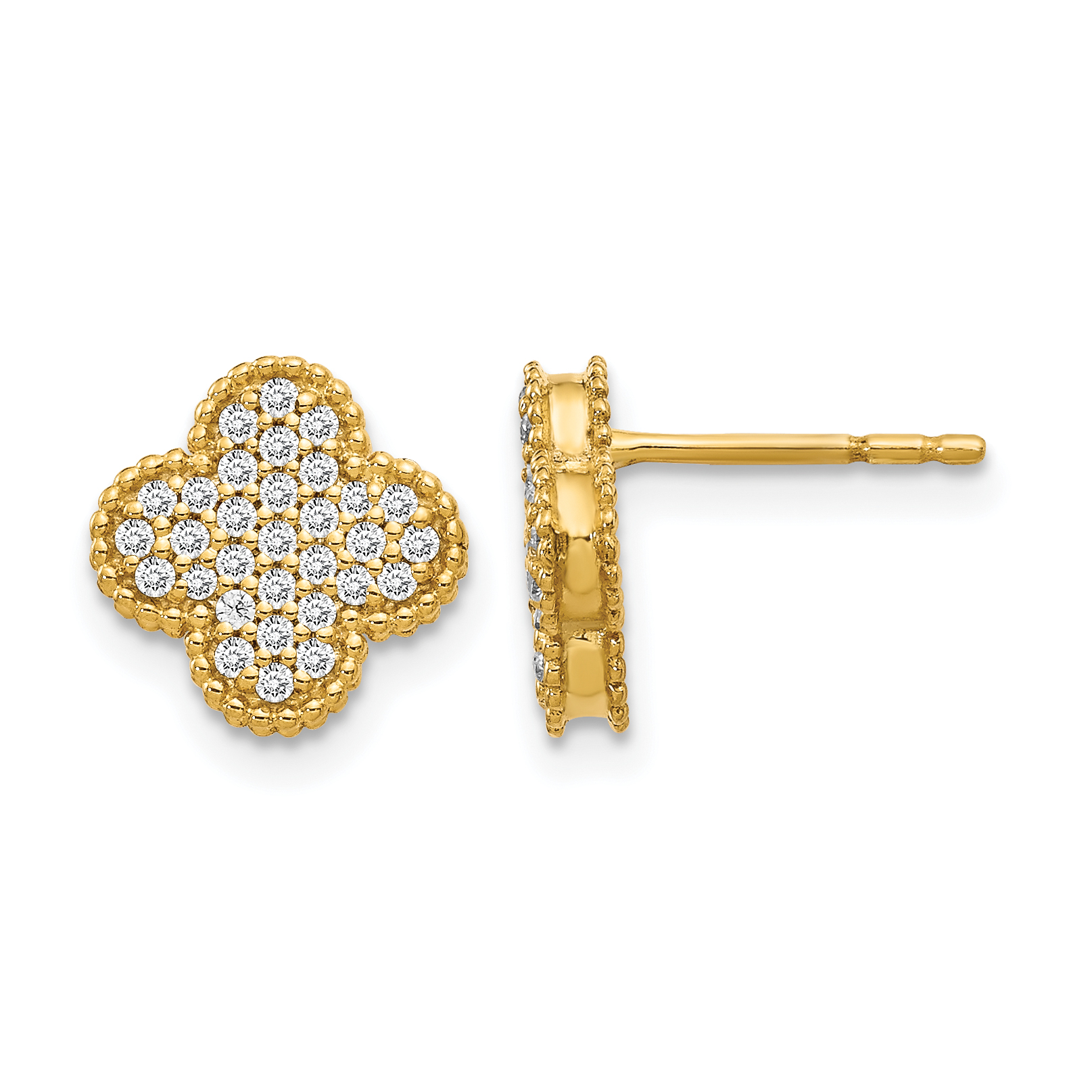 14k Diamond Quatrefoil Post Earrings (EM5500-033-YA)