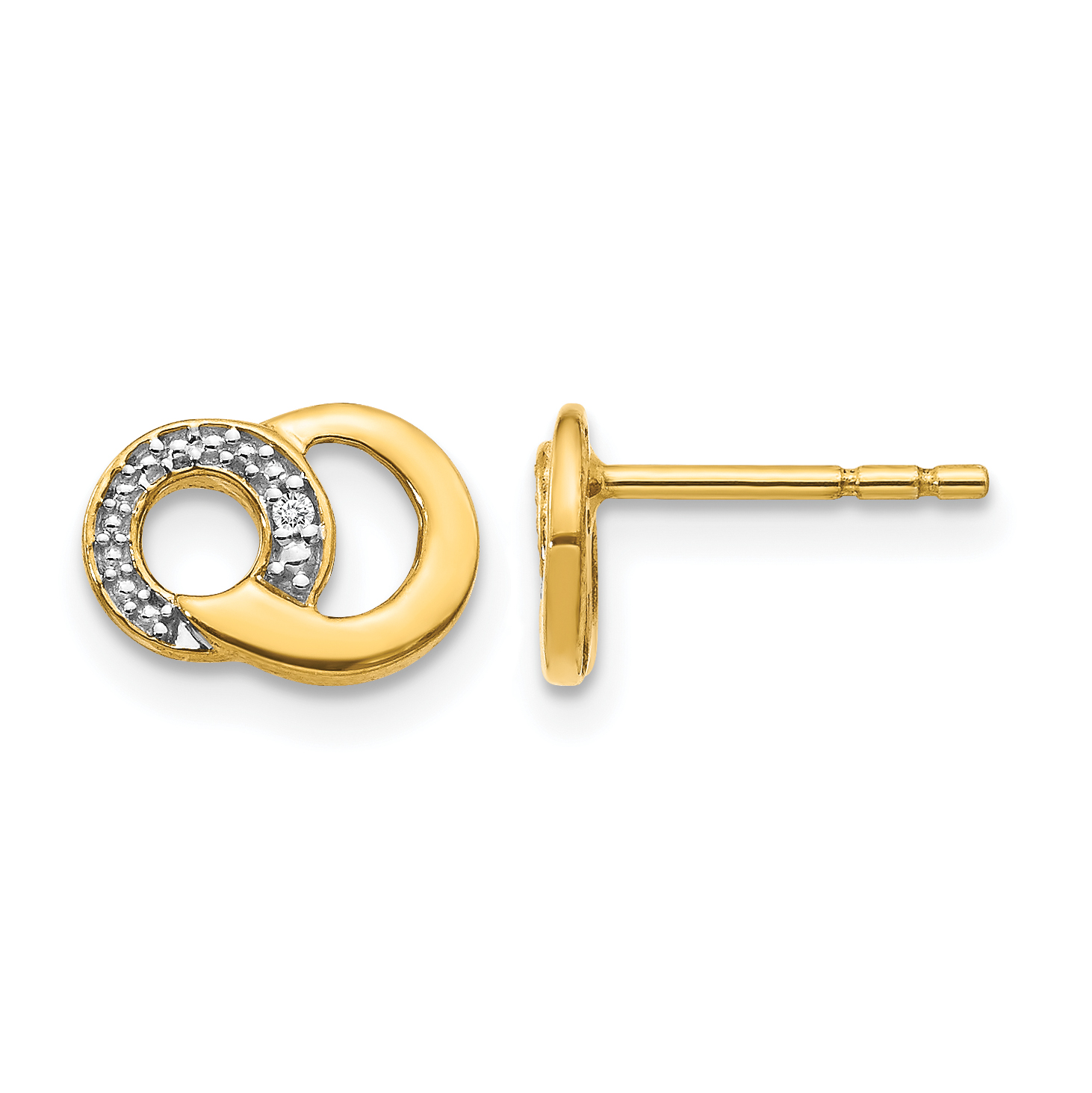 14k with White Rhodium Diamond Circles Post Earrings (EM5501-001-YA)