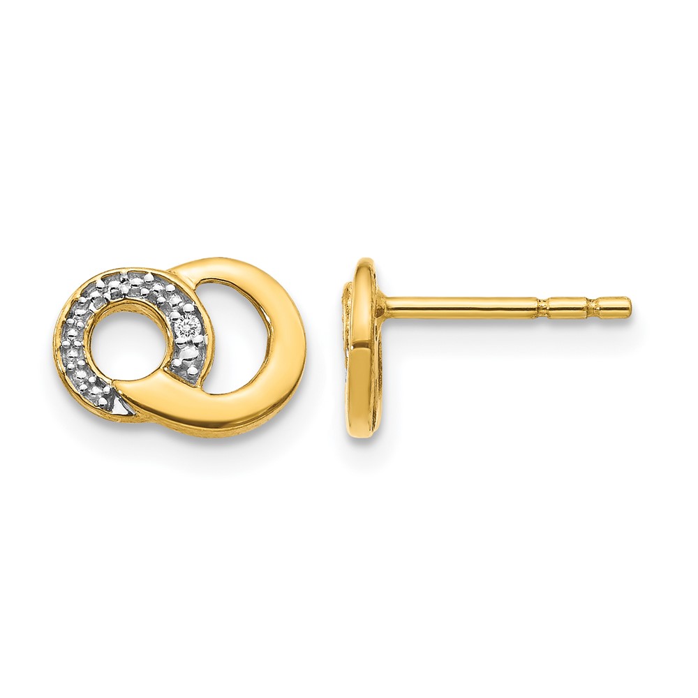 14k with White Rhodium Diamond Circles Post Earrings (EM5501-001-YA)