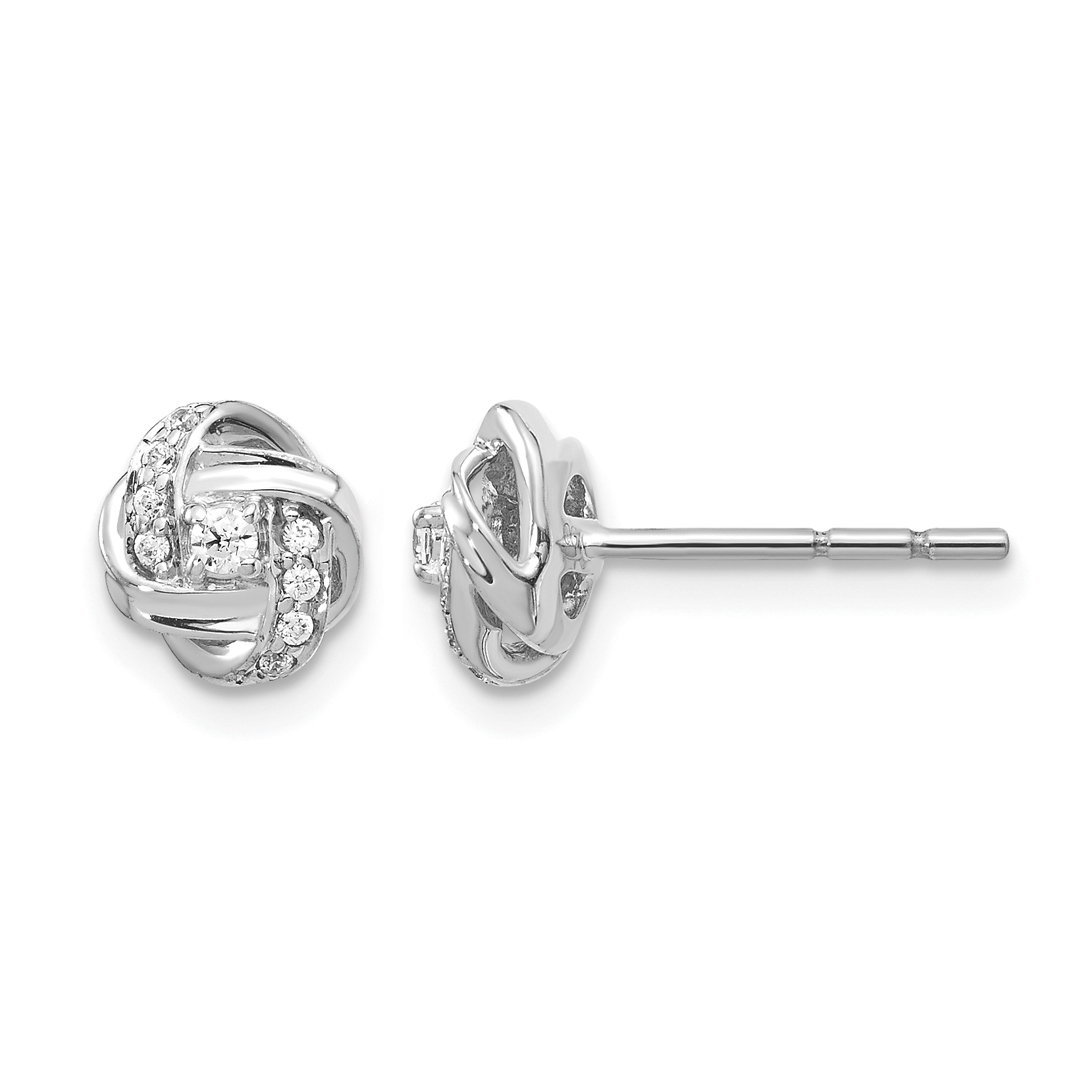 14k White Gold Diamond Knot Post Earrings (EM5508-013-WA)